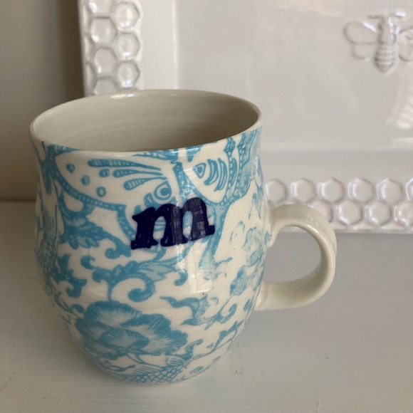 Anthropologie Homegrown Monogram Floral M Mug